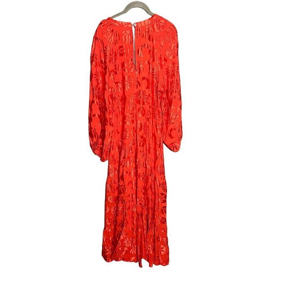 NWT Farm Rio Long-Sleeve V-Neck Jacquard Maxi Dress NEW Size Large Satin - Picture 7 of 8